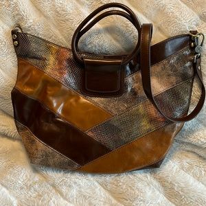 Hobo - Sheila tote in patchwork leather - mocha multi
